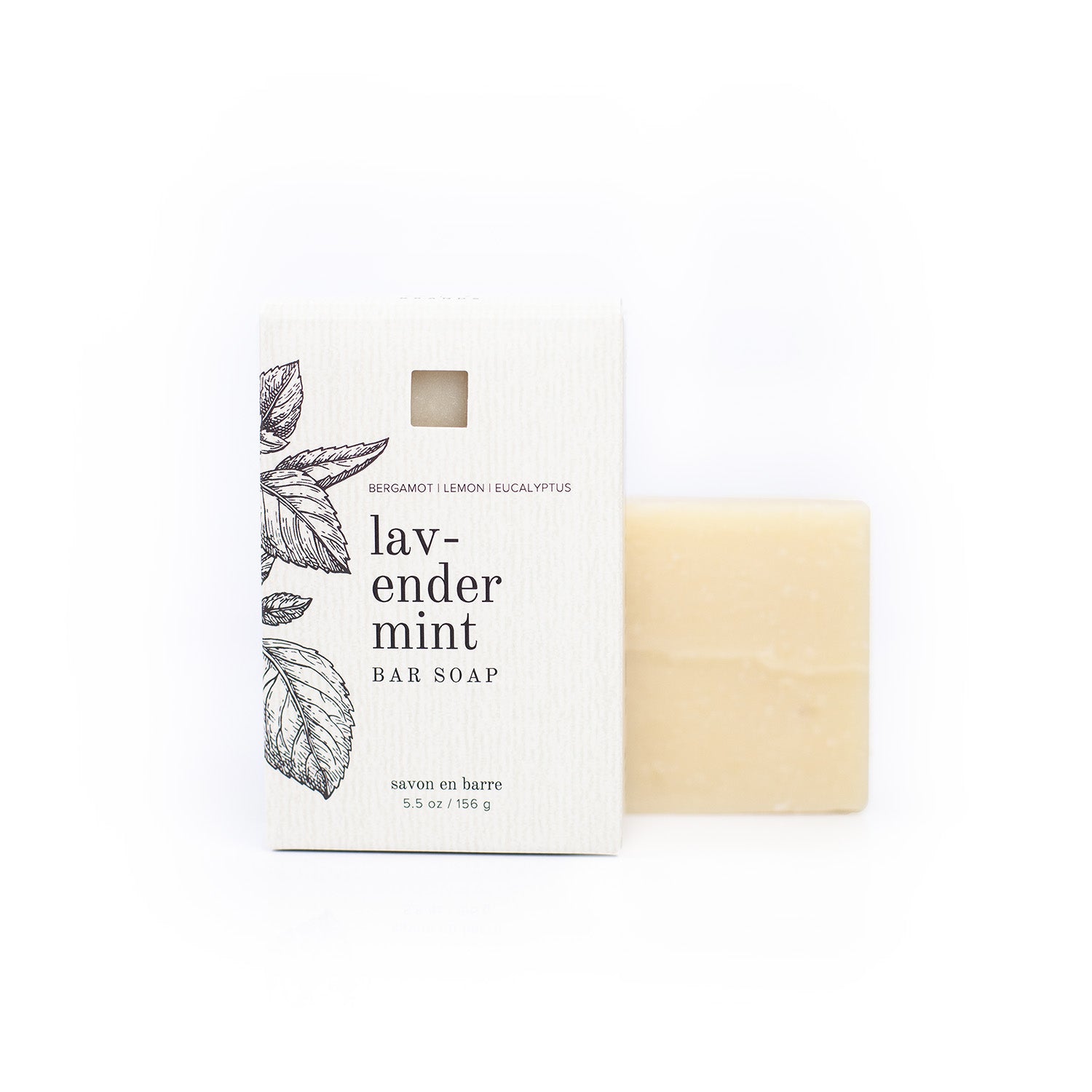 Lavender Mint Bar Soap on white background.