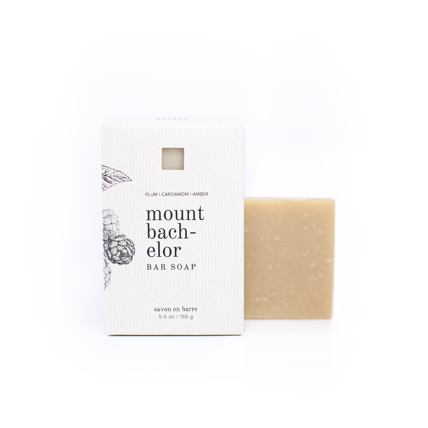 Mount Bachelor Bar Soap on white background.