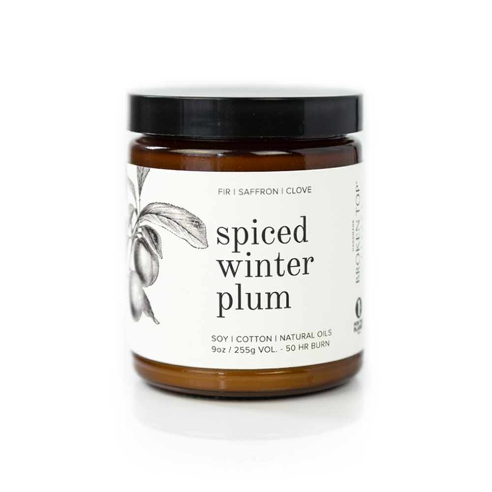 Spiced Winter Plum 9oz candle on white background