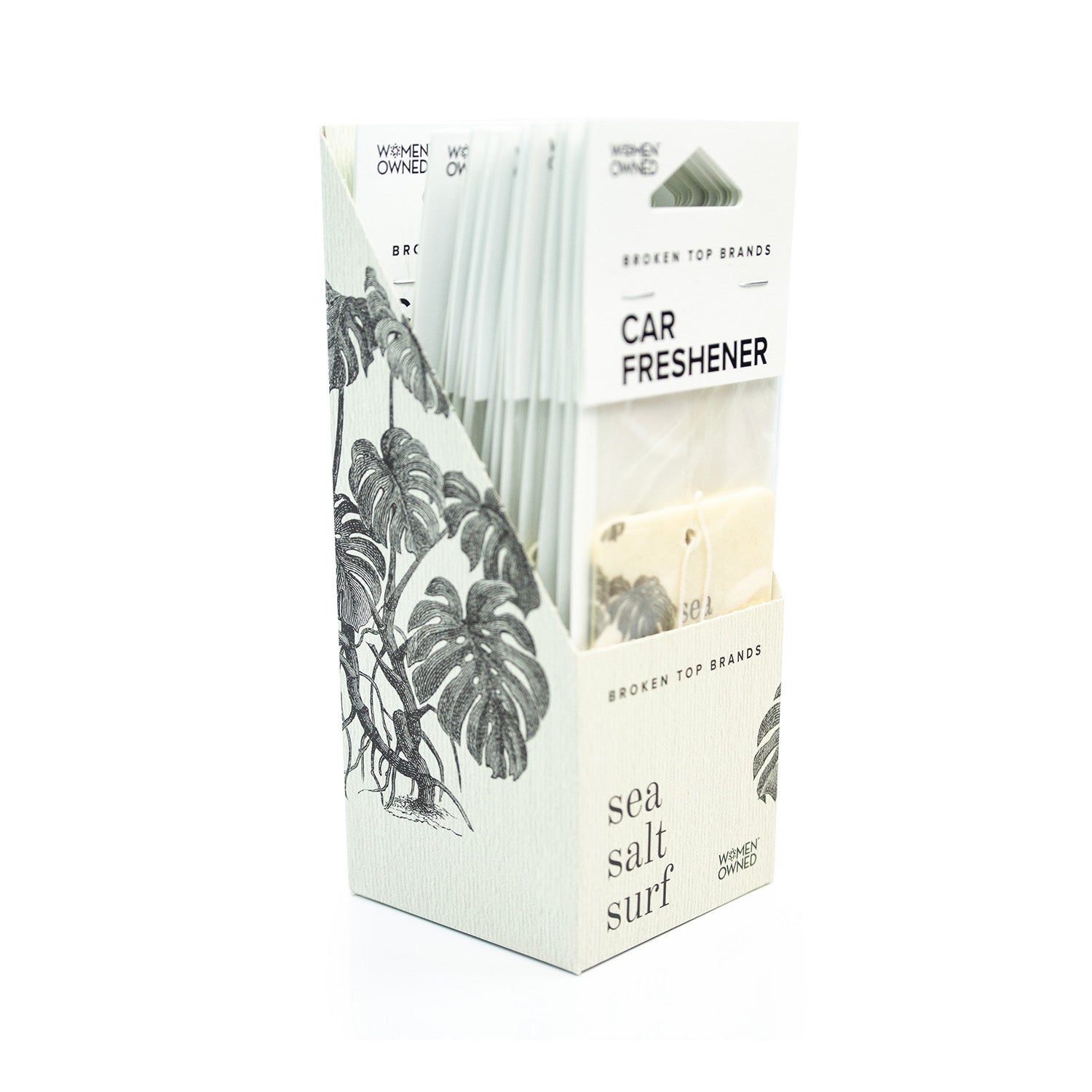 Sea Salt Surf car freshener pack on white background.