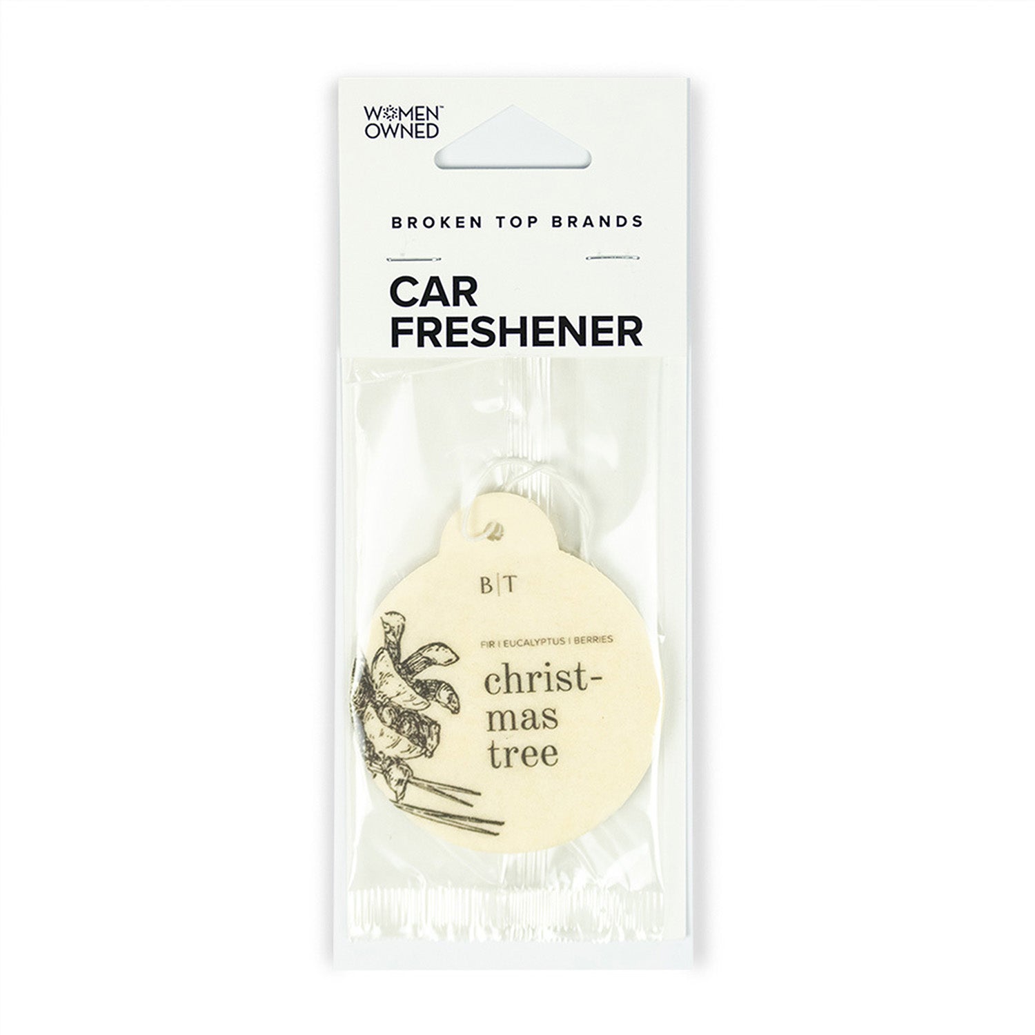 Christmas Tree Car Freshener on white background.