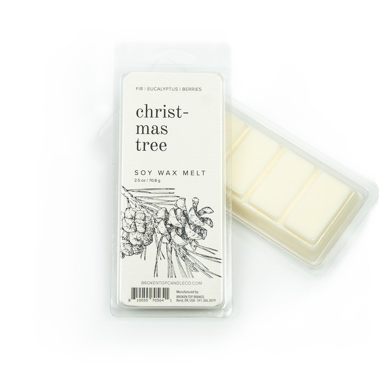 Christmas Tree Soy Wax Melts on white background.