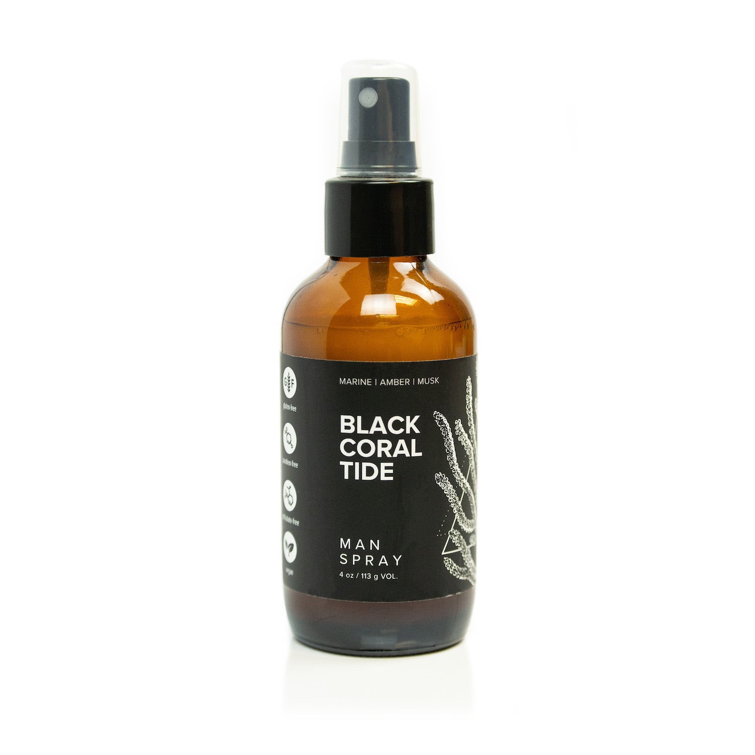 4oz Black Coral Tide linen spray on white background