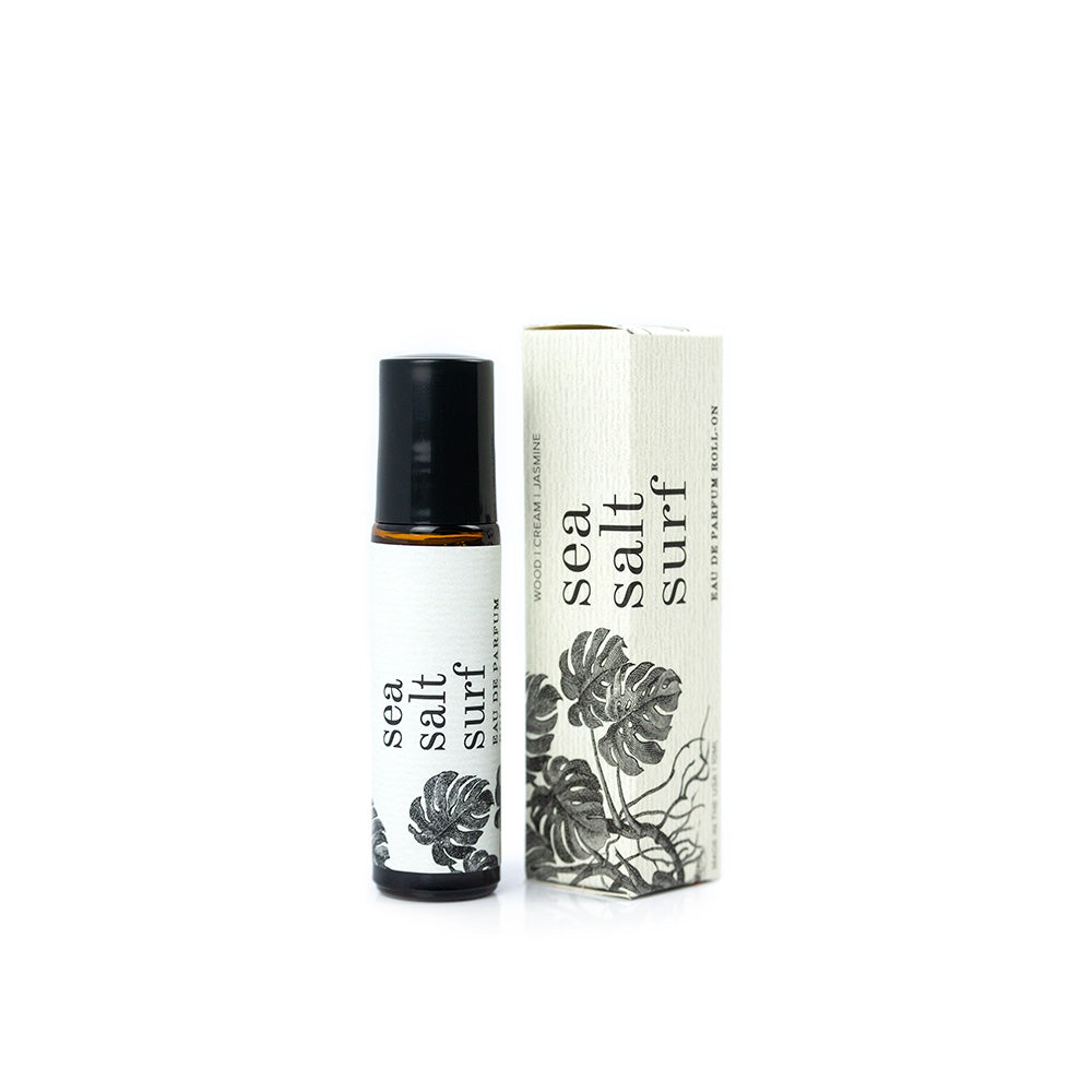 Sea Salt Surf roll-on perfume with box on white background