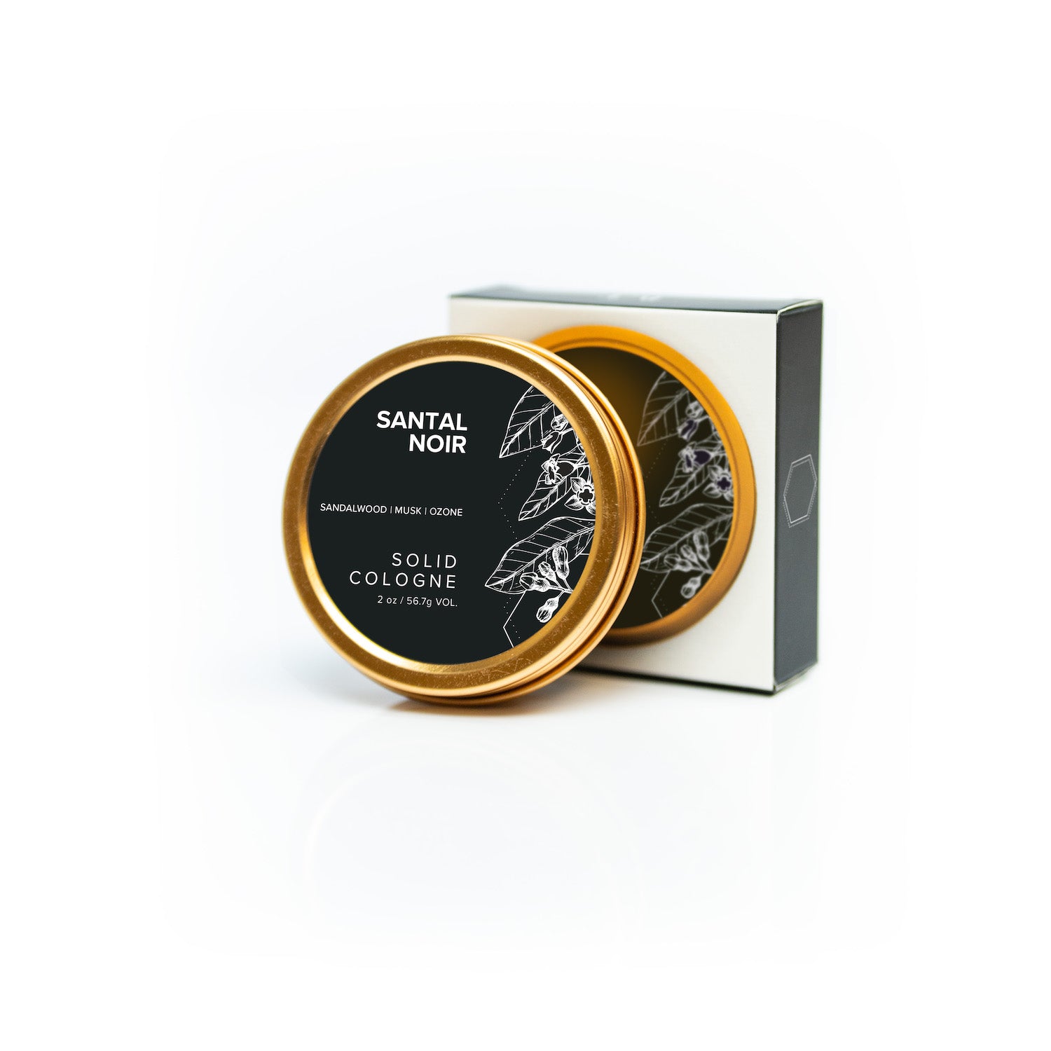 Santal Noir solid cologne on white background