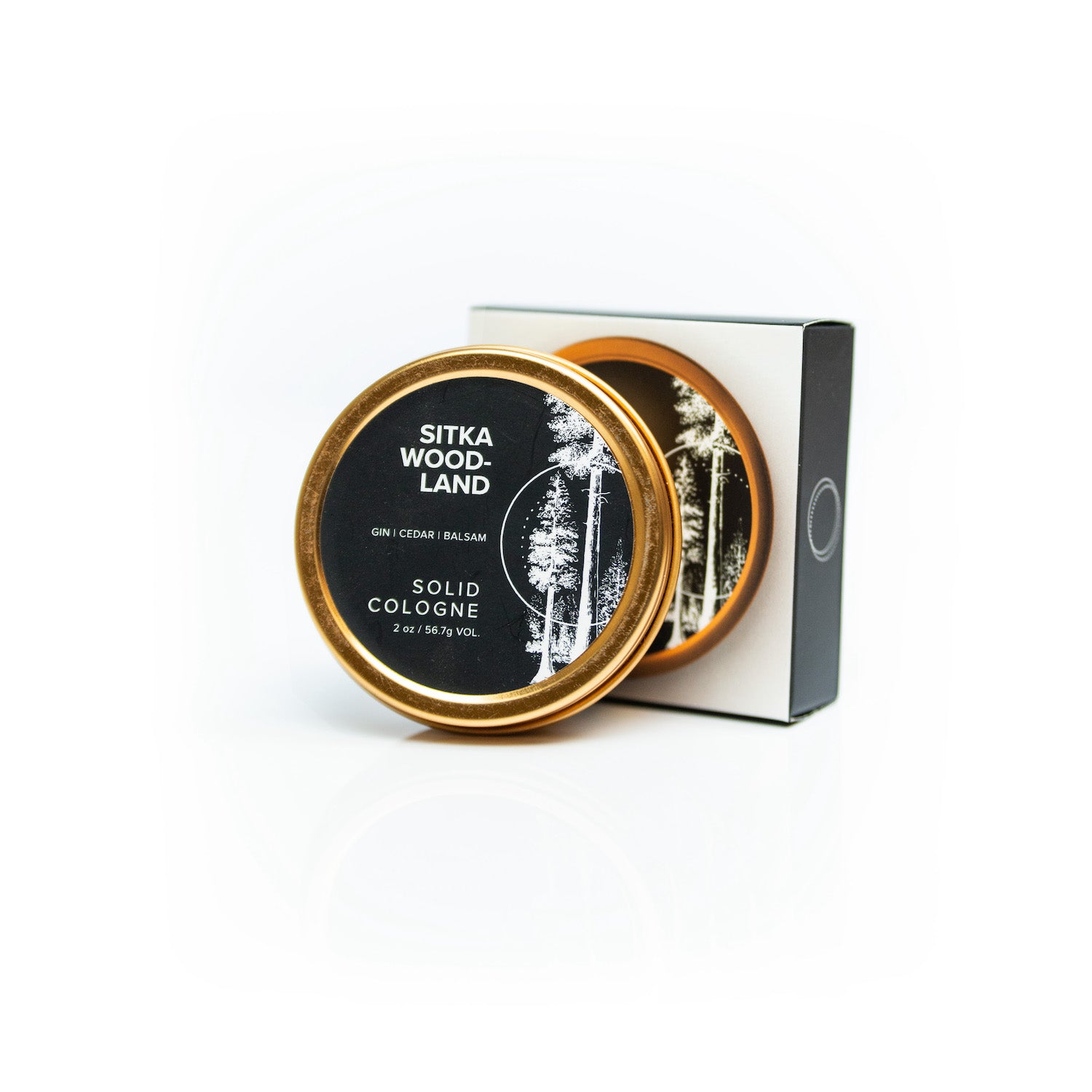 Sitka Woodland solid cologne on white background