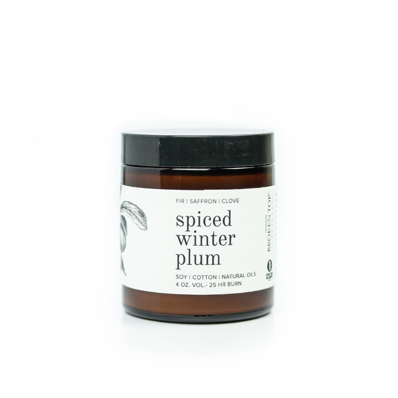 4oz Spiced Winter Plum candle on white background