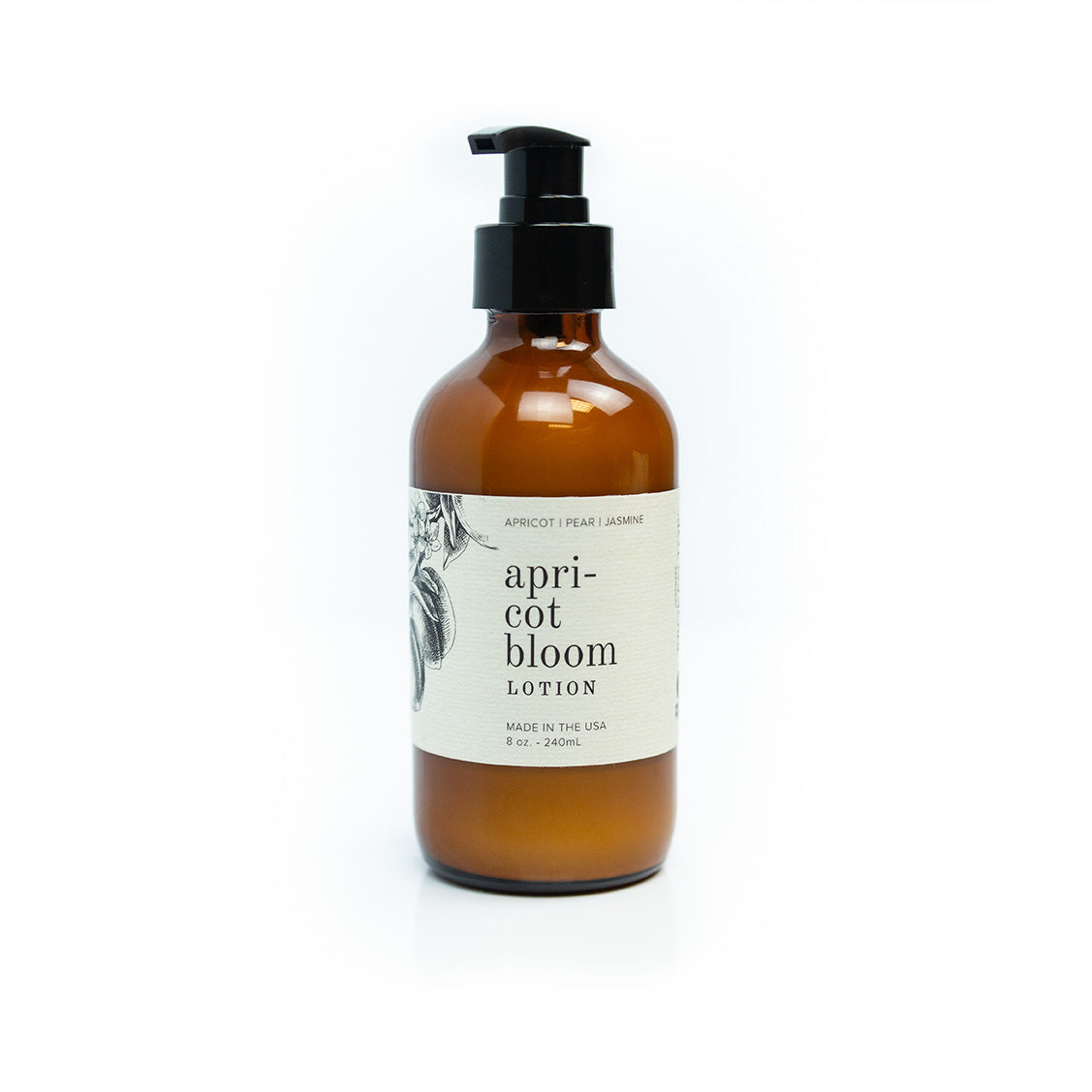 Apricot Bloom 8oz lotion on white background