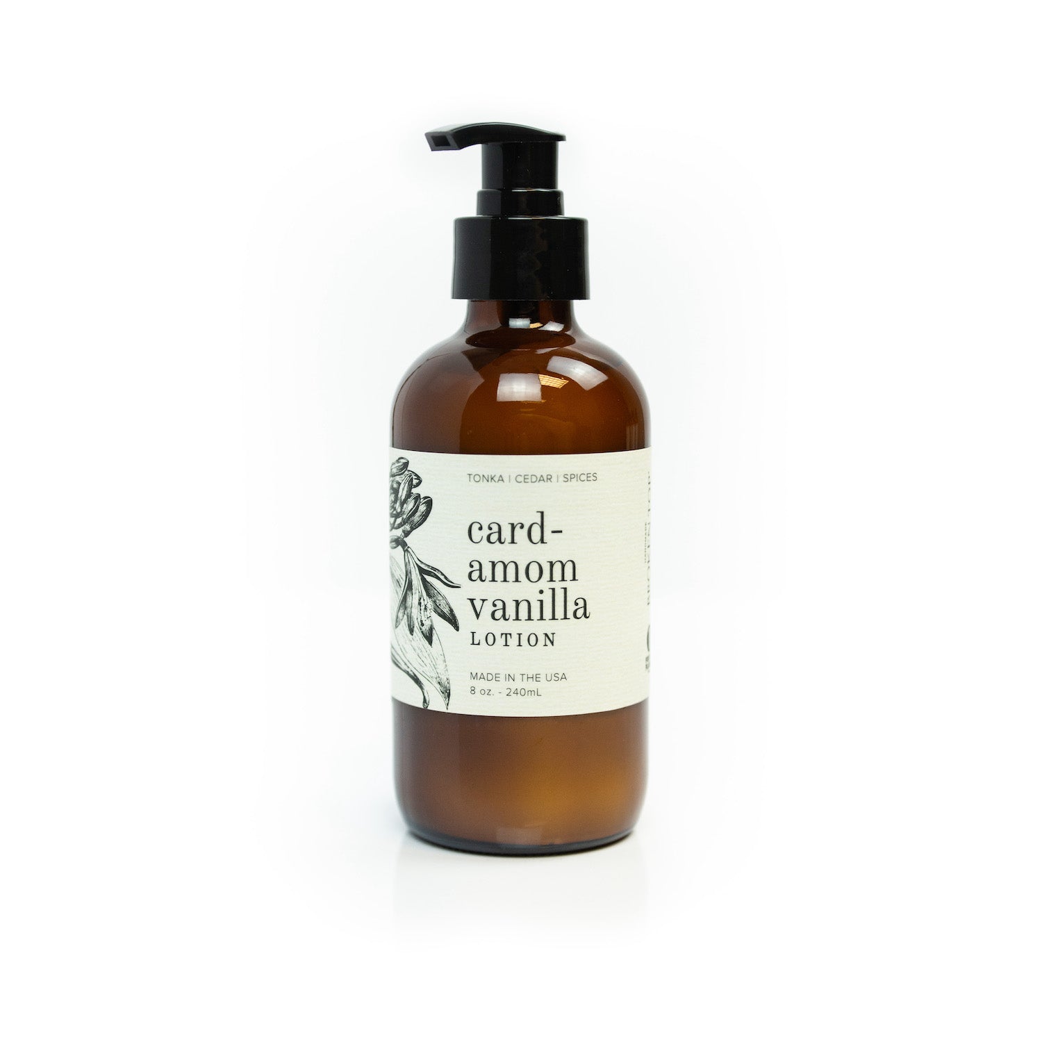 Cardamom Vanilla 8oz lotion on white background