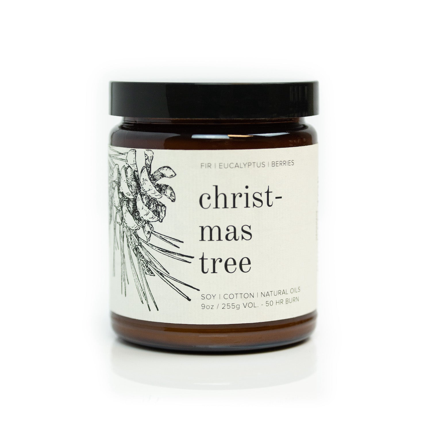 Christmas Tree 9oz candle on white background