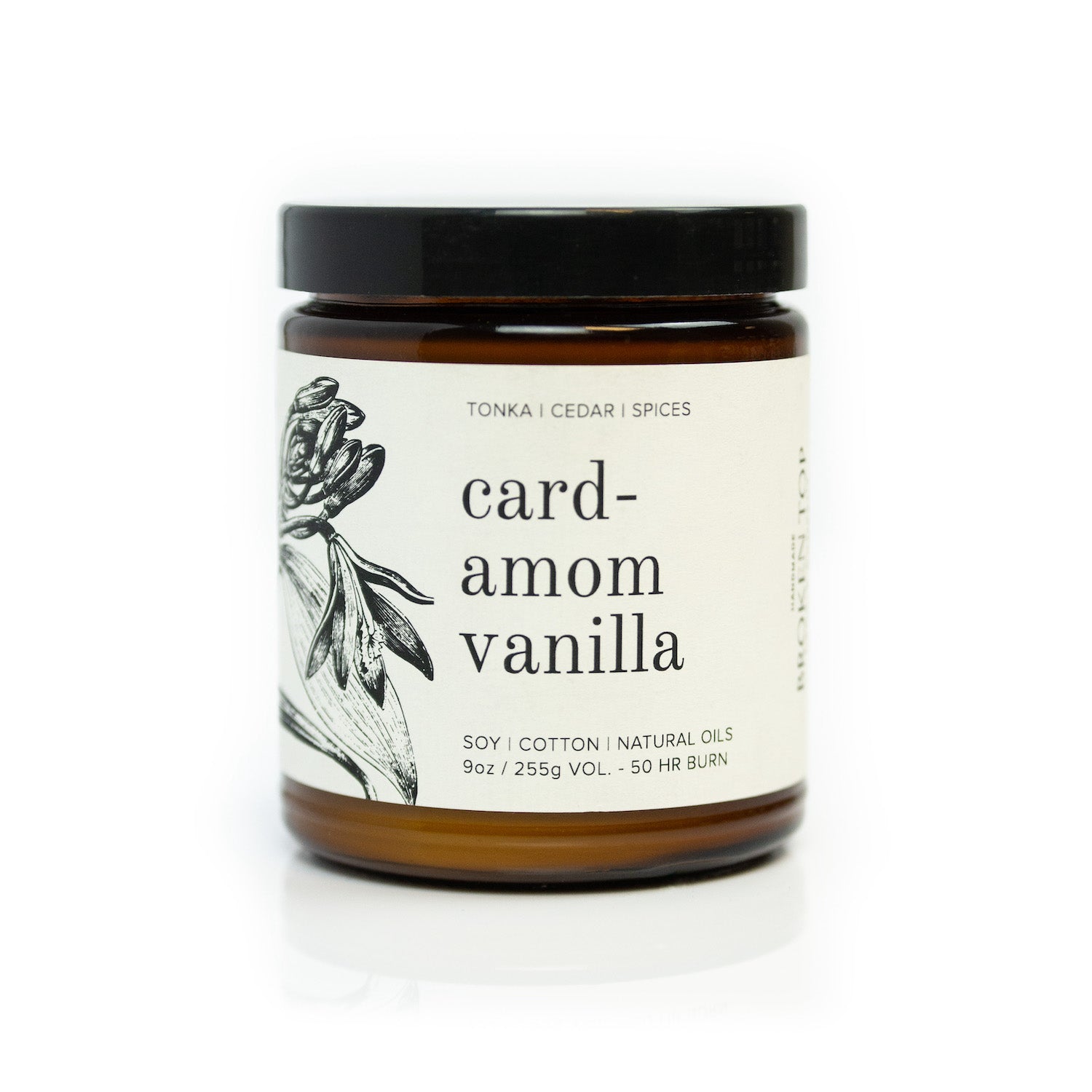 Cardamom Vanilla 9oz candle on white background