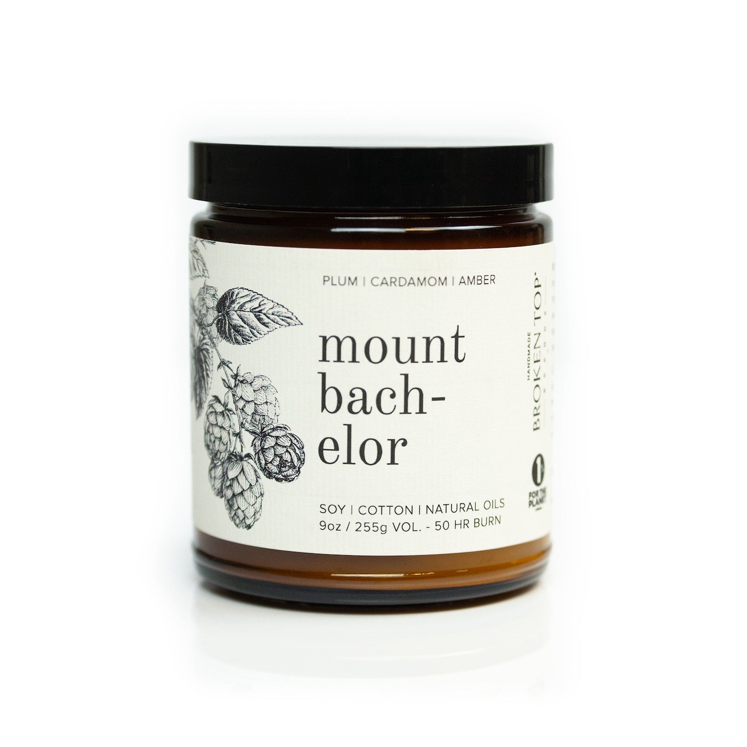 Mount Bachelor 9oz candle on white background