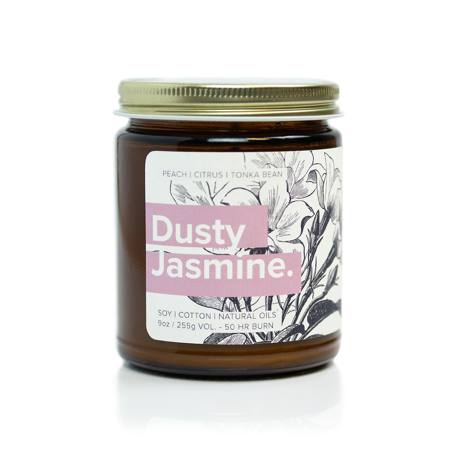 Dusty Jasmine 9oz candle on white background