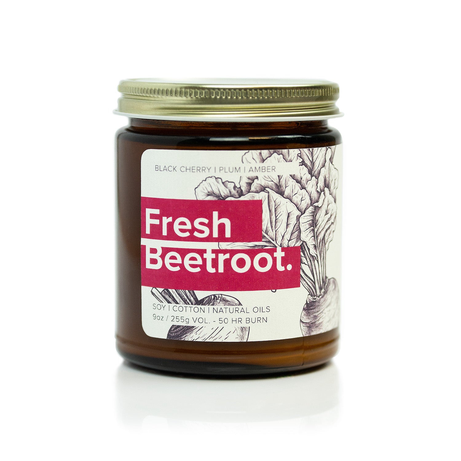 Fresh Beetroot 9oz candle on white background