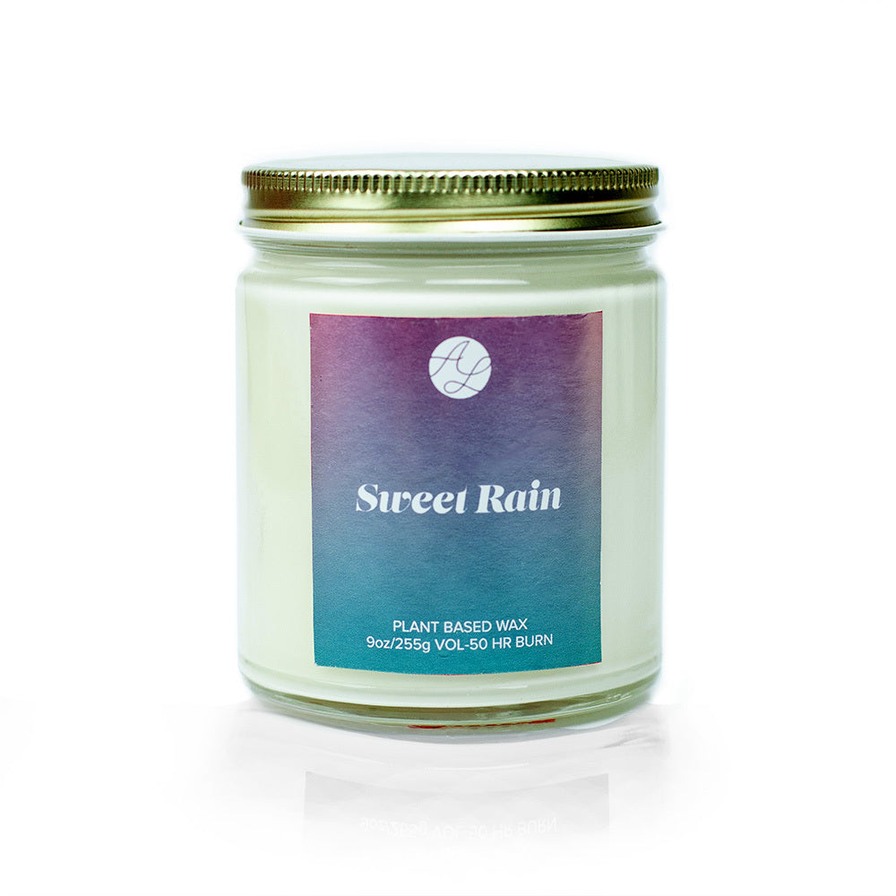 9oz 'Sweet Rain' Soy Candle against white background