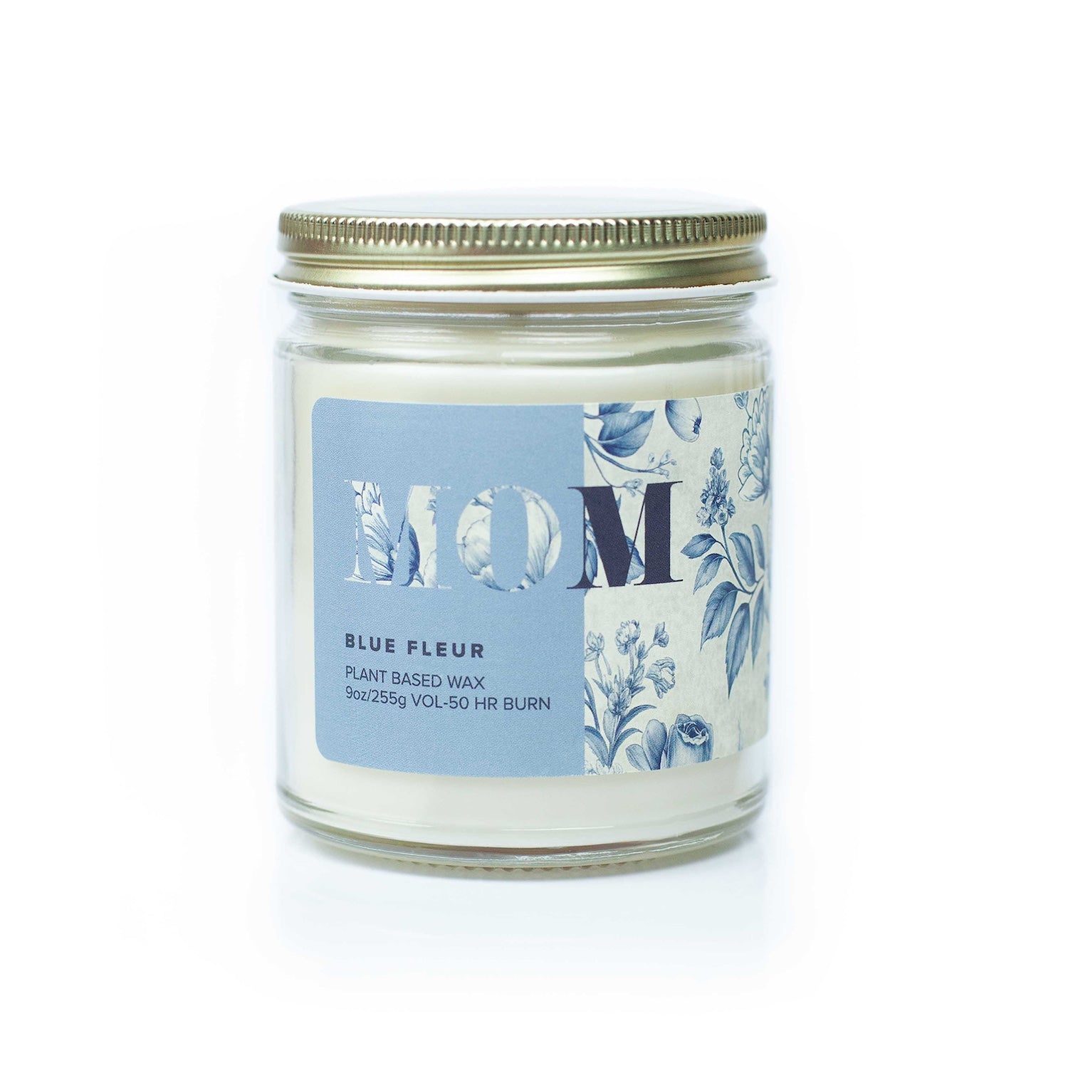 9oz 'Blue Fleur' Soy Candle on white background