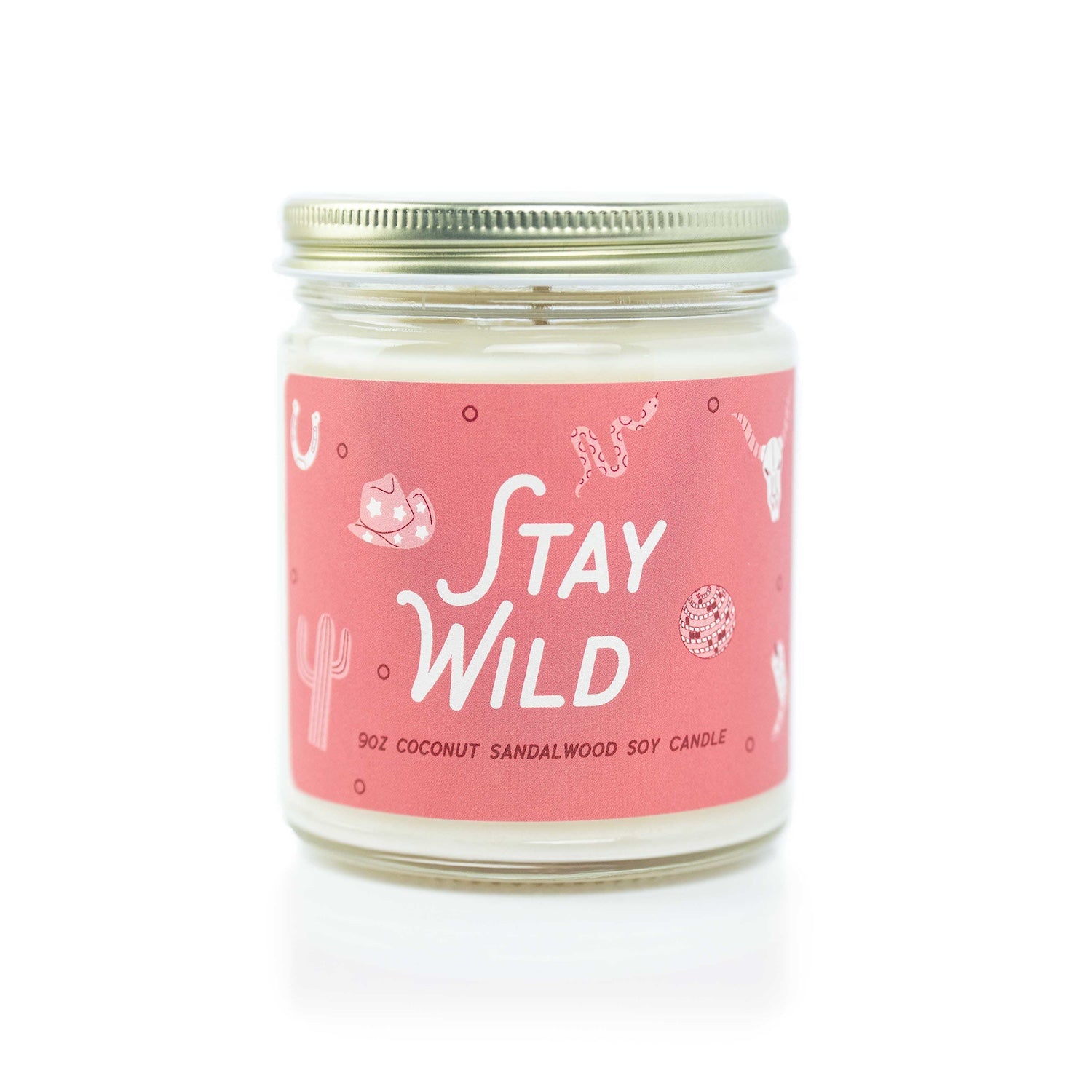 9oz 'Stay Wild' Soy Candle on white background. 