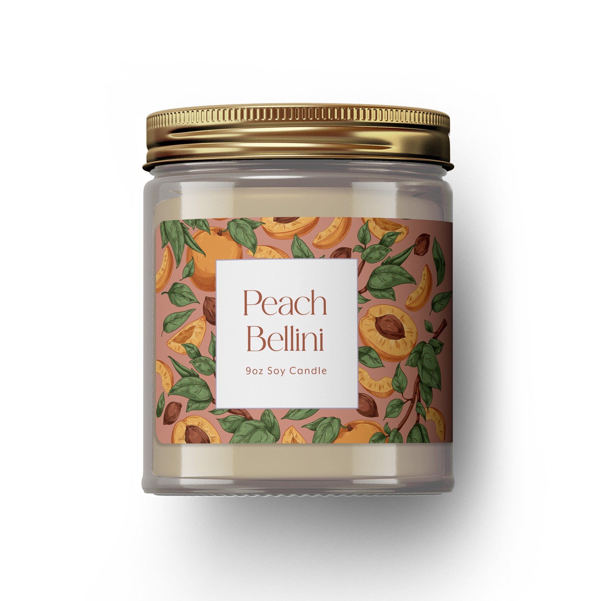 9oz 'Peach Bellini' Soy Candle on white background