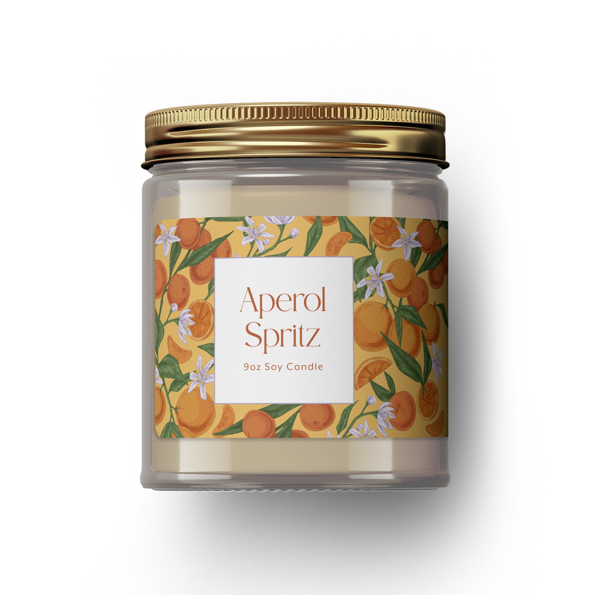 9oz 'Aperol Spritz' Soy Candle with white background