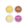Honey Horchata, Coffee Arabica, Cardamom Vanilla, and Oakmoss Fig Scent Samples on white background. 