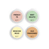 French 75, Mint Mojito, Moscow Mule, and Old Fashioned Scent Samples on white background. 