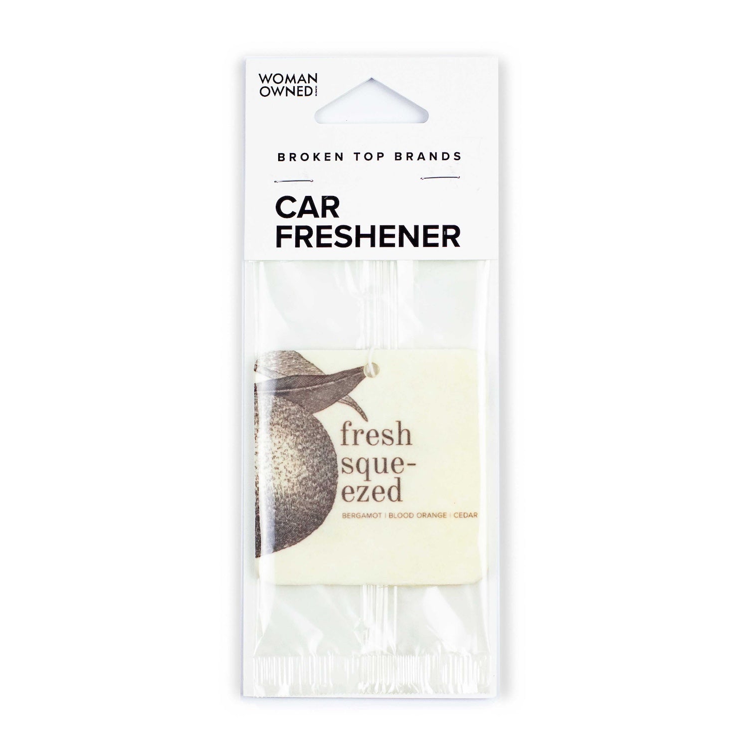 Fresh Squeezed Car Freshener on white background. 