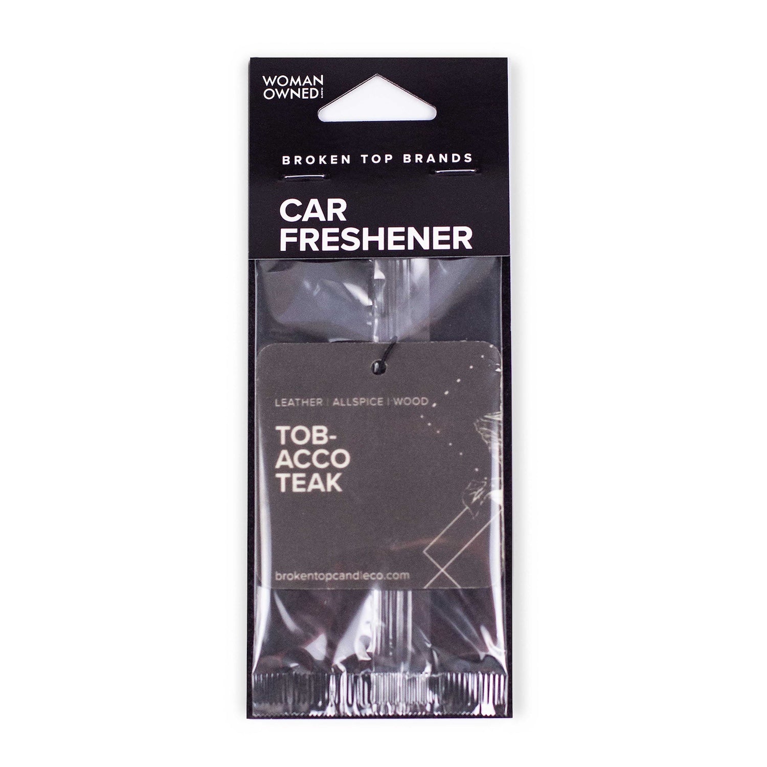 Tobacco Teak Car Freshener on white background. 