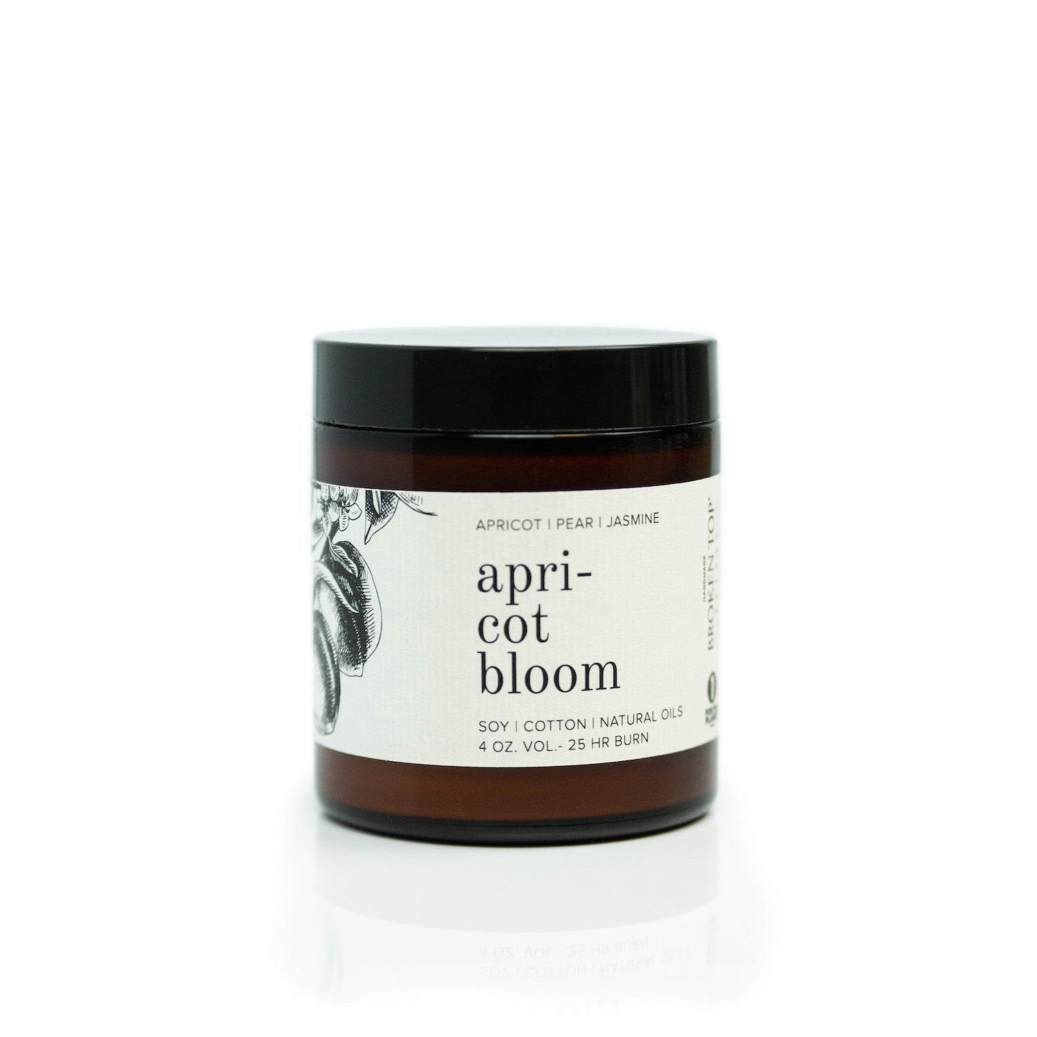 4oz Apricot Bloom candle on white background