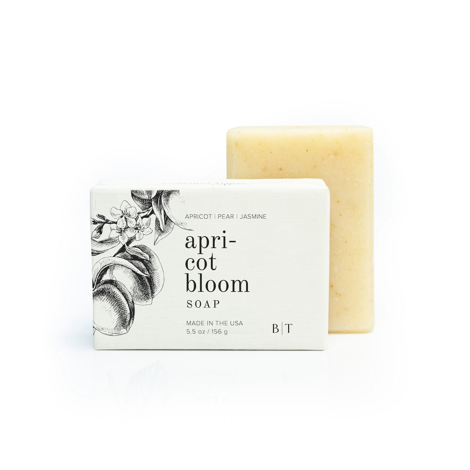 Apricot Bloom bar soap on white background