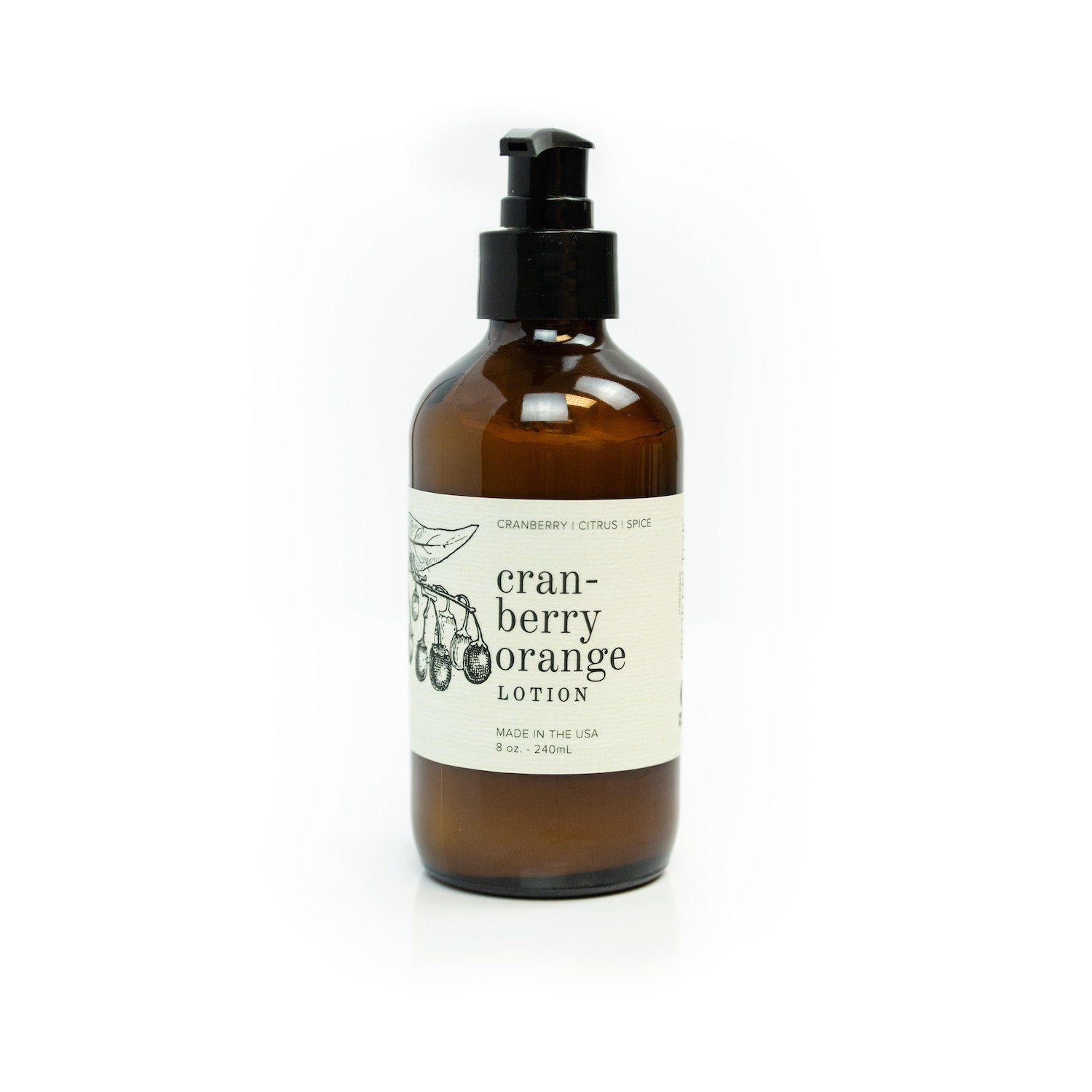 Cranberry Orange 8oz lotion on white background