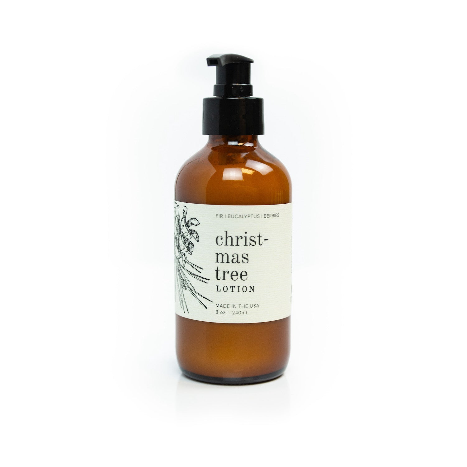 Chirstmas Tree 8oz lotion on white background