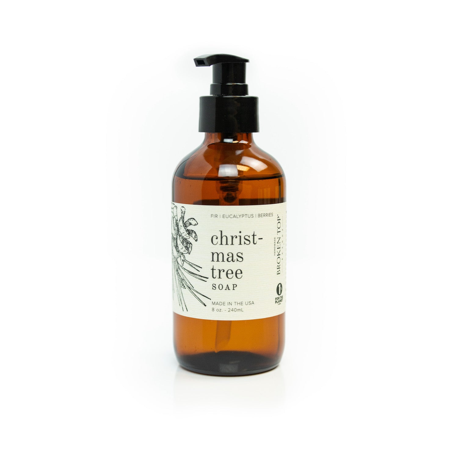 Christmas Tree 8oz liquid soap on white background